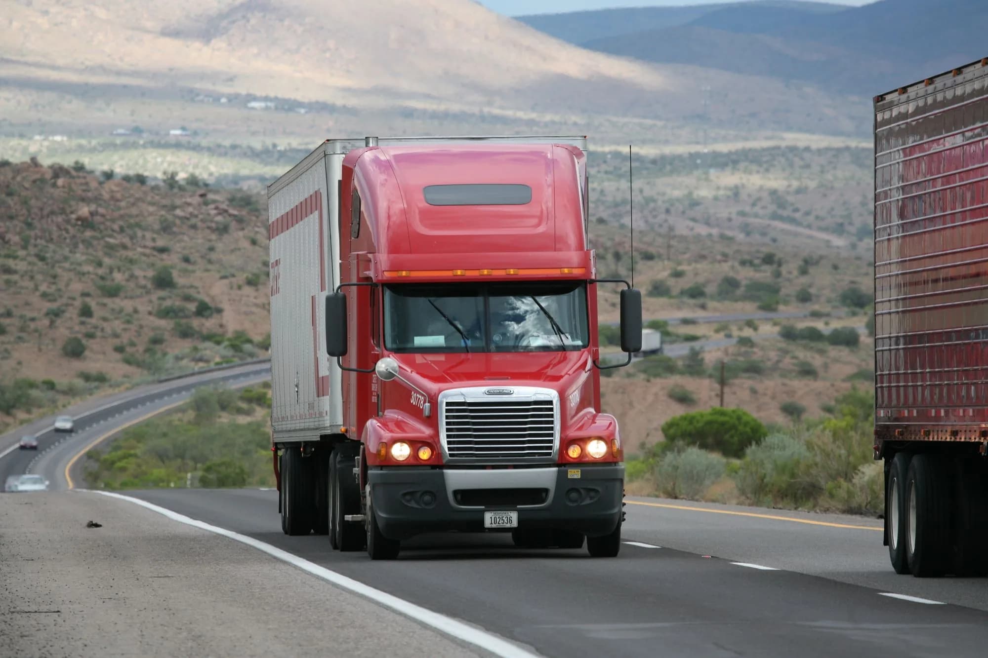 Freight truck on the open highway